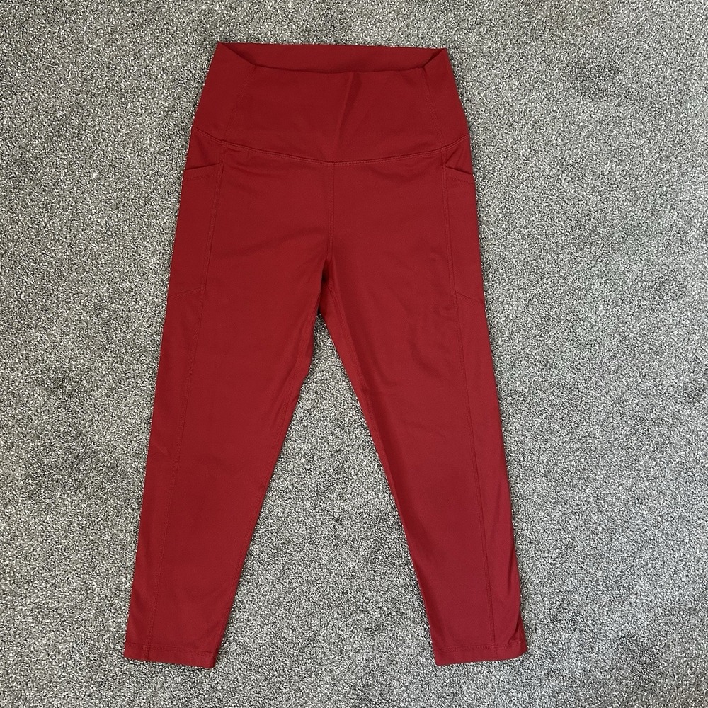 ZYIA Active Brilliant Hi-Rise Capri Leggings Womens 6-8 Red 20" Pockets EUC $69